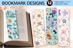 Pastel Embroidery Flowers PNG Bookmark Sublimation Designs Product Image 1