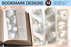 3D White Pumpkins PNG Bookmark Sublimation Designs Product Image 1