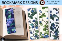 Floral Blueberry PNG Bookmark Sublimation Designs Product Image 1
