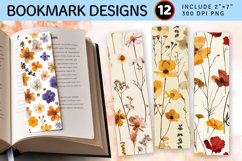 Dry Pressed Flowers PNG Bookmark Sublimation Designs Product Image 1