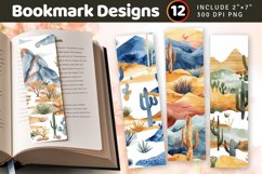 Watercolor Desert Landscape PNG Bookmark Sublimation Designs Product Image 1
