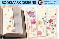 Cosmos Flowers PNG Bookmark Sublimation Designs Product Image 1