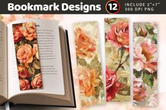 Vintage Oil Paint Roses PNG Bookmark Sublimation Designs Product Image 1