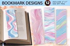Pastel Abstract Waves Lines PNG Bookmark Sublimation Design Product Image 1