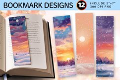 Winter Dreamy Sunset PNG Bookmark Sublimation Designs Product Image 1