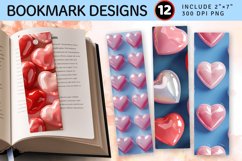 3D Puffy Hearts PNG Bookmark Sublimation Designs Product Image 1
