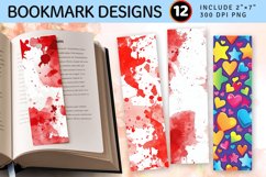 Watercolor Red Splash Abstract PNG Bookmark Sublimation Desi Product Image 1