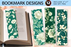 Ivory Floral on Emerald PNG Bookmark Sublimation Design Product Image 1