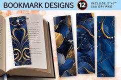 Abstract blue &amp; golden art PNG Bookmark Sublimation Design Product Image 1