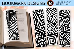 Geometric Black and White PNG Bookmark Sublimation Designs Product Image 1