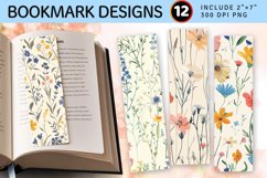 Soft Wildflower PNG Bookmark Sublimation Des Product Image 1