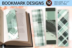 Mint Gray Plaid Textured Checkered PNG Bookmark Sublimation Product Image 1