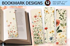 Cottagecore Wildflowers PNG Bookmark Sublimation Designs Product Image 1