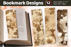 Sepia Flowers PNG Bookmark Sublimation Designs Product Image 1