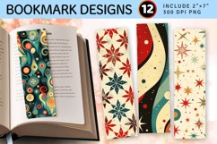 Retro Abstract Christmas PNG Bookmark Sublimation Design Product Image 1