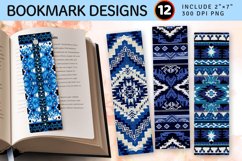 Western Blue Embroidery Aztec Knitted PNG Bookmark Sublimati Product Image 1