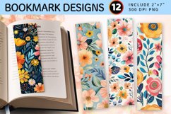 Boho Flower Garden PNG Bookmark Sublimation Designs Product Image 1
