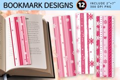 Pink Christmas stripe PNG Bookmark Sublimation Design Product Image 1
