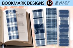Denim and White Plaid Repeatable PNG Bookmark Sublimation De Product Image 1
