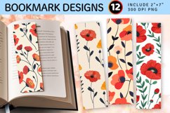 Cute Poppy Flowers PNG Bookmark Sublimation Designs Product Image 1