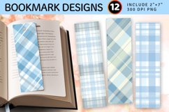 Pale Blue Pastel Plaid PNG Bookmark Sublimation Designs Product Image 1