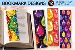 Rainbow Water Drops PNG Bookmark Sublimation Designs Product Image 1
