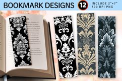 Dramatic Damask PNG Bookmark Sublimation Design Product Image 1