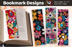 Whimsical Funky Flowers PNG Bookmark Sublimation Designs Product Image 1