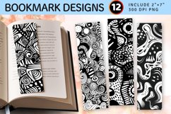 Abstract Black &amp; White Doodle PNG Bookmark Sublimation Desig Product Image 1