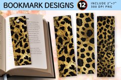 Gold and Black Leopard PNG Bookmark Sublimation Designs Product Image 1