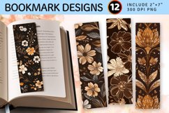 Brown Boho Floral PNG Bookmark Sublimation Design Product Image 1