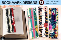 Floral Stripes Party PNG Bookmark Sublimation Design Product Image 1