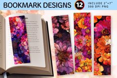 Zinnia Elegant Floral Alcohol Ink PNG Bookmark Sublimation D Product Image 1