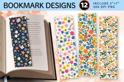 Cute Ditsy Flowers Garden PNG Bookmark Sublimation Designs Product Image 1