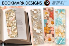 Pastel Wooden Flowers PNG Bookmark Sublimation Designs Product Image 1