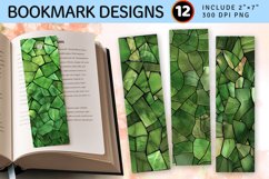 Sage Green Stained Glass PNG Bookmark Sublimation Design Product Image 1