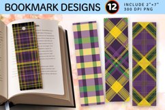 Purple Green &amp; Yellow Plaid PNG Bookmark Sublimation Designs Product Image 1