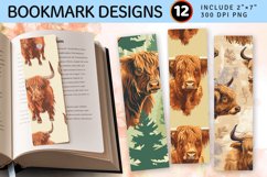 Western Highland Cows PNG Bookmark Sublimation Designs Product Image 1