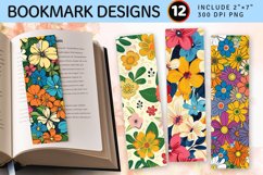 Florida Groovy Garden Flowers PNG Bookmark Sublimation Desig Product Image 1