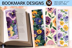 Cute Pansy Floral Garden PNG Bookmark Sublimation Designs Product Image 1