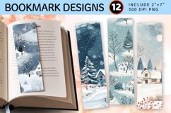 Snowy Winter Cottagecore PNG Bookmark Sublimation Designs Product Image 1
