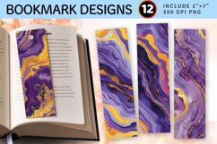 Purple &amp; Yellow Marble Agate PNG Bookmark Sublimation Design Product Image 1