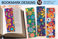 Funky Groovy Boho Flowers PNG Bookmark Sublimation Design Product Image 1