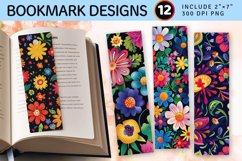 Mexican Flower Garden PNG Bookmark Sublimation Designs Product Image 1