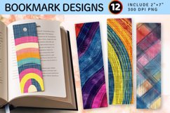 Rainbow Denim Fabric Printable PNG Bookmark Sublimation Desi Product Image 1
