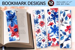 4th of July Watercolor Floral PNG Bookmark Sublimation Desig Product Image 1