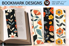 Mid Century Flowers PNG Bookmark Sublimation Designs Product Image 1