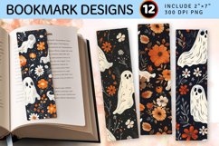 Boho Floral Ghost Halloween PNG Bookmark Sublimation Design Product Image 1