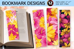 Bright Pink &amp; Yellow Flowers PNG Bookmark Sublimation Design Product Image 1