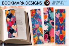 Mixed Media Funky Hearts PNG Bookmark Sublimation Designs Product Image 1